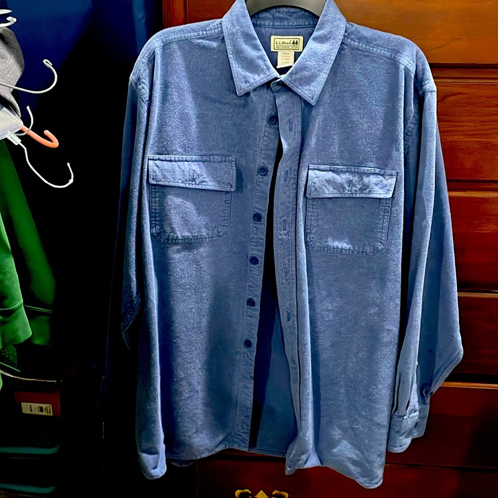 LL Bean men’s L regular Chamois shirt.  Blue.  Excellent condition $30